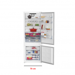 Combina frigorifica incorporabila Beko BCNE400E40SN, 70 cm latime, No Frost, 370 litri, 194 cm inaltime, Alb